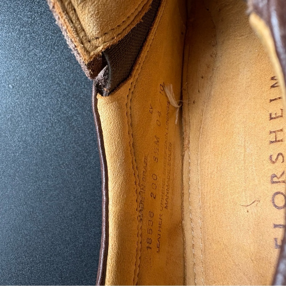 Florsheim Men's Derek Cognac Brown‎ Leather Slip-On Shoes sheepskin office 8.5 - Picture 4 of 5